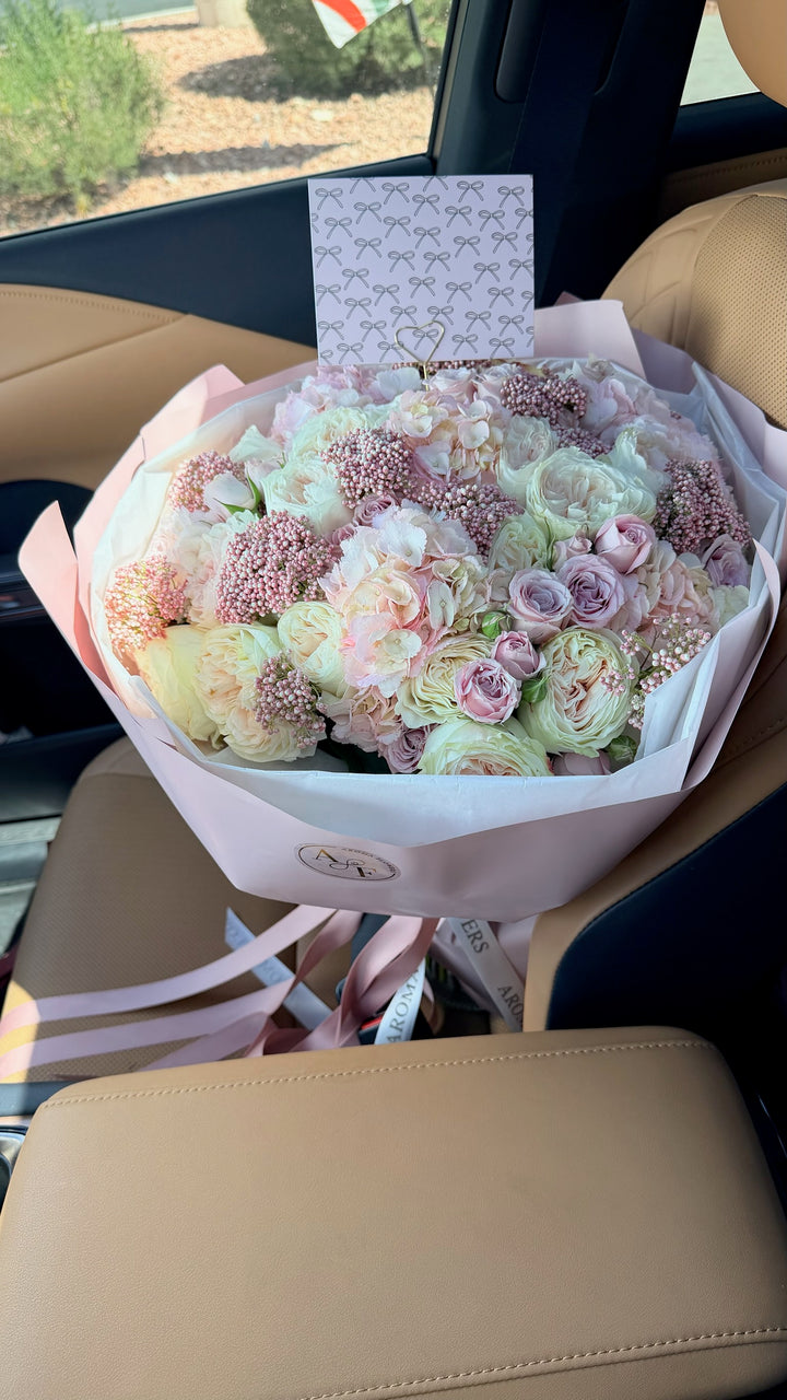 Blush Garden Romance - Pink & White Rose Bouquet Las Vegas