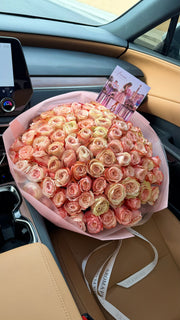 Champagne Blush Roses – 100 Pink Rose Bouquet Las Vegas