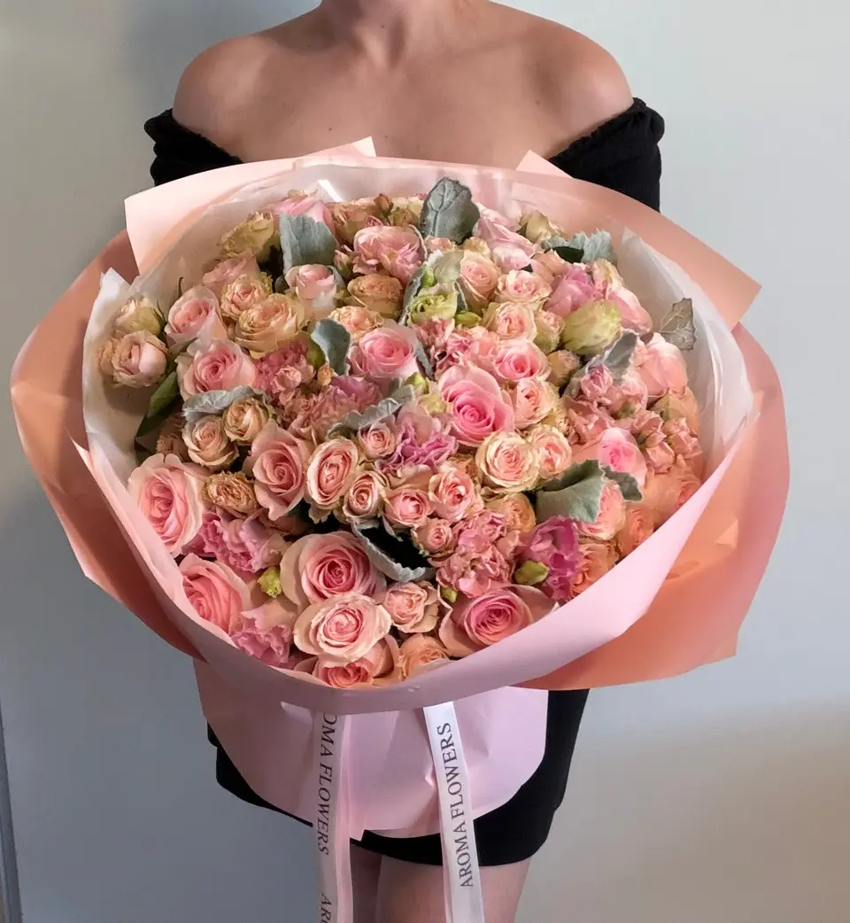 Blush Garden, pink rose bouquet, Aroma Flowers Las Vegas