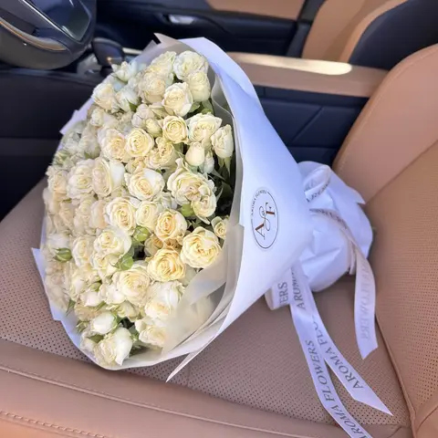 Cream Elegance, white rose bouquet, Aroma Flowers Las Vegas