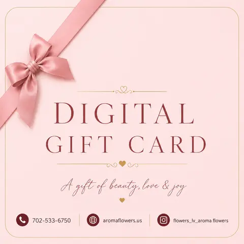 Aroma Flowers Digital Gift Card, pink rose bouquet, Aroma Flowers Las Vegas