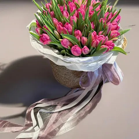 Pink Tulip Rhapsody, 60 pink tulips, Aroma Flowers Las Vegas