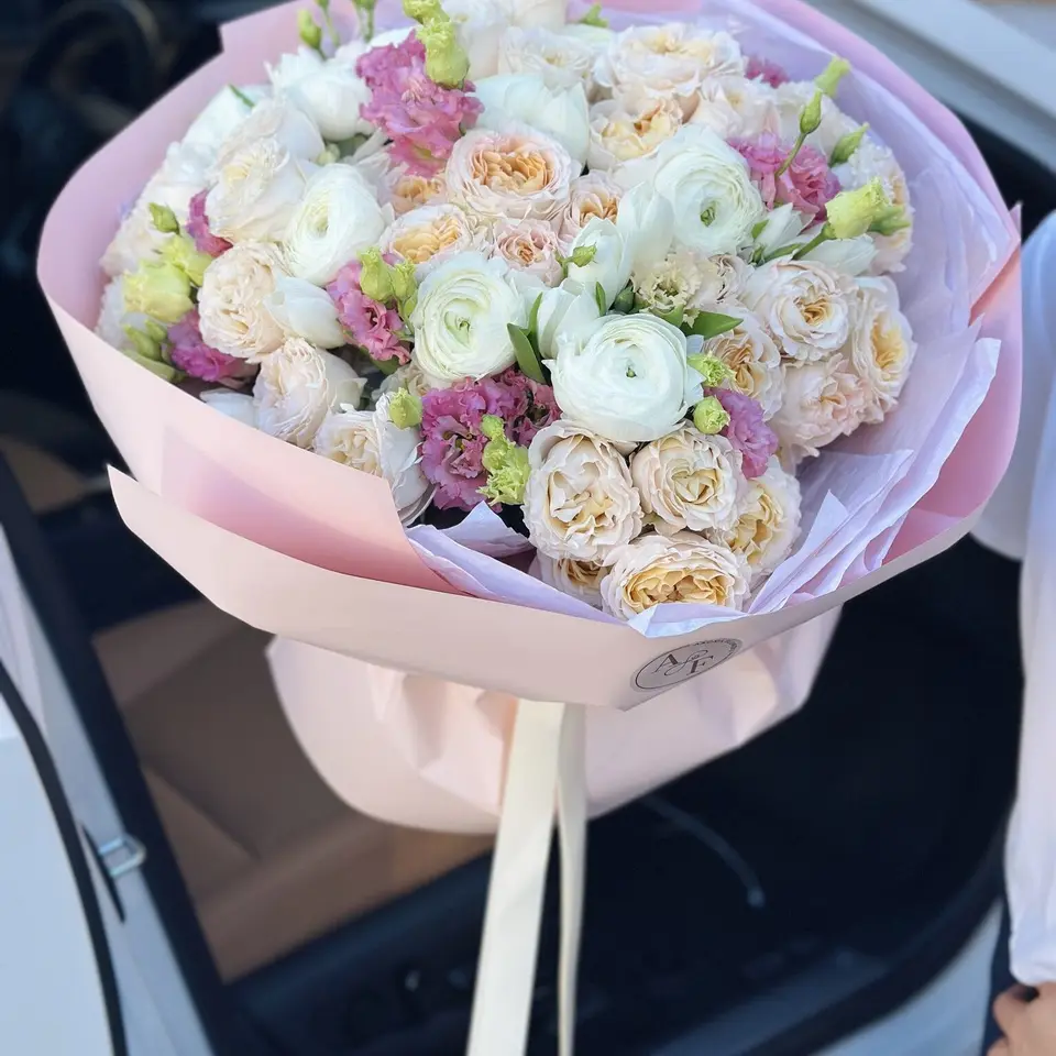 Whispers of Dawn, ranunculus bouquet, Aroma Flowers Las Vegas